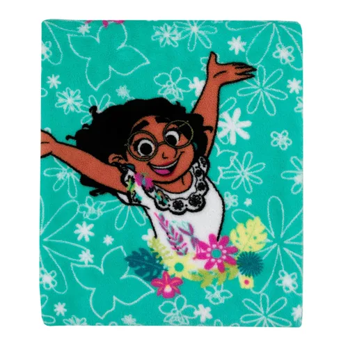 NoJo Disney Encanto Tropical Delight - Manta súper suave para niños pequeños, turquesa, rosa y verde azulado, Mirabel, flores y mariposas