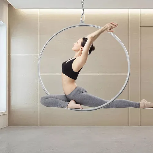Miniatura 8 de Anillo aéreo de un solo punto para mujer, de acero inoxidable, probado, 253 libras, aro colgante de yoga de 33.4 pulgadas con accesorios, incluye