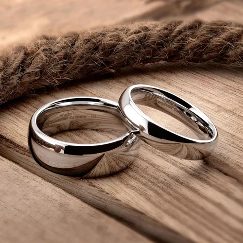 Miniatura 3 de Anillo de boda de carburo de tungsteno blanco pulido de 2 mm a 10 mm