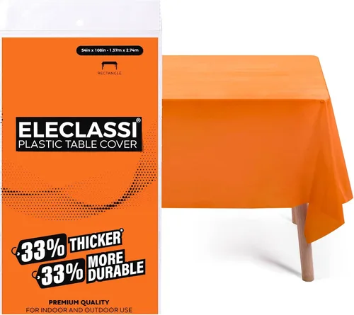 Miniatura 32 de Eleclassi Negro Paquete de 12 Manteles Redondos de Plástico Desechables Premium - Manteles de Mesa de Plástico Redondos de 84 Pulgadas para Fiestas