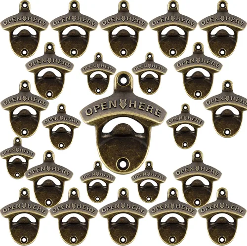 Miniatura 15 de Abridor de botellas vintage montado en la pared de acero inoxidable con tornillos Cobre Antiguo