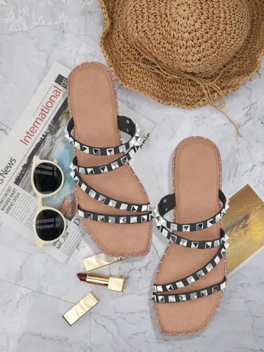 Miniatura 3 de JeimPoey Sandalias planas para mujer con puntera abierta, con tiras planas