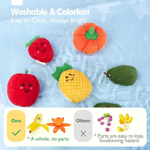 Miniatura 7 de Hahaland Juguetes sensoriales para bebés - 16 piezas Mi primera fruta Verdura Clasificación de color de alimentos de juego crujiente, sonajero