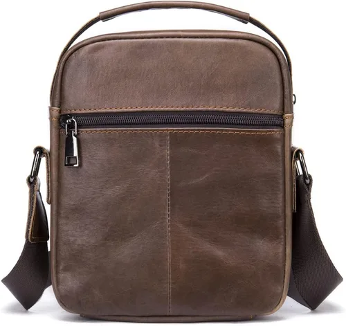 Miniatura 3 de Hebetag Bolso bandolera de cuero pequeño para hombre, para viajes al aire libre, negocios