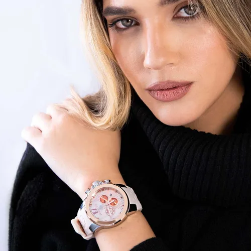 Miniatura 4 de MULCO Silicone Lady Watch for Women with Quartz Analog Multifunctional Movement, Crystal Accents, Rose Gold Accents with Stainless Steel Case