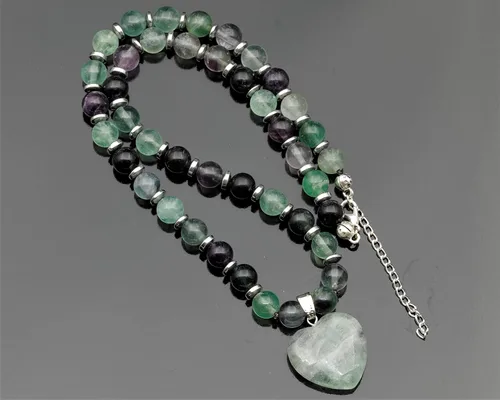 Miniatura 79 de Colgante de corazón de aventurina natural, Collar de cuentas de aventurina genuina, Collar de piedra verde, Collar de piedras preciosas, Cuentas