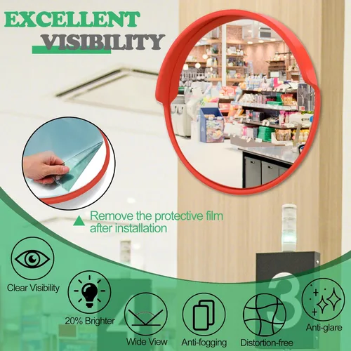Miniatura 6 de RELIANCER Espejo de Seguridad Convexo de 32", Espejo Curvado de Seguridad para Tráfico en Carretera y Entrada de Vehículos, Espejos de Vigilancia
