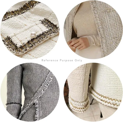Miniatura 8 de CRAFTMEMORE Cinta de encaje de tweed de lujo, adornos de tela bordados, apliques bordados, manualidades de costura para disfraces