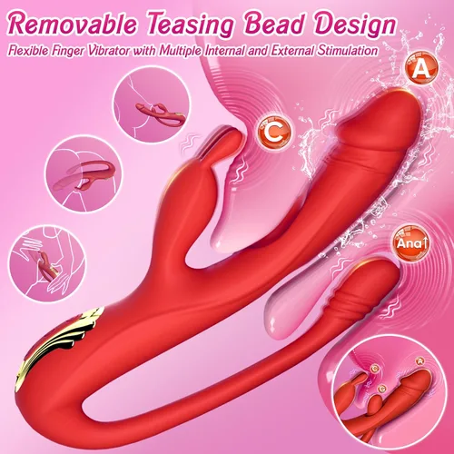 Miniatura 3 de Vibrador de conejo para mujer, vibrador 3 en 1 de punto G y clítoris con 10 modos, vibrador de silicona impermeable de doble estimulación, diseño