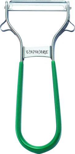 Miniatura 2 de Hoja dentada de doble filo, pelador recto de acero inoxidable de gran calidad con removedor de ojos de papa integrado (forma de Y)