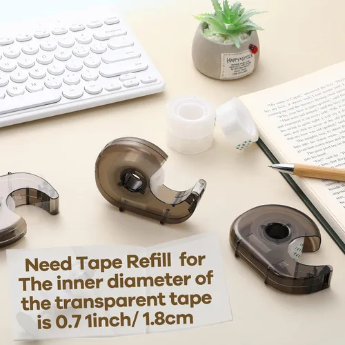 Miniatura 3 de Dispensador de cinta de mano de 24 piezas, cortador adhesivo de escritorio, dispensador recargable de plástico transparente, ligero y portátil