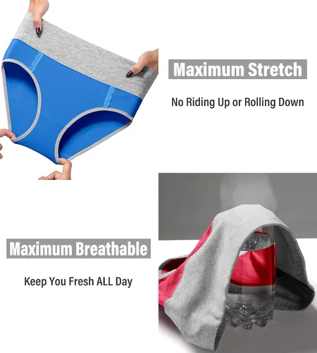 Miniatura 4 de MISSWHO Cotton High Waisted Womens Underwear Soft Stretch Breathable Full Coverage Ladies Panties Multipack