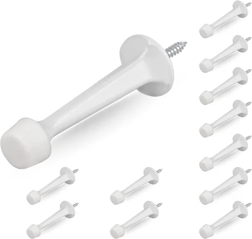 Miniatura 20 de HOMOTEK - Paquete de 12 topes de puerta rígidos sólidos resistentes con punta de goma suave, tope de puerta de zinc fundido para proteger la pared