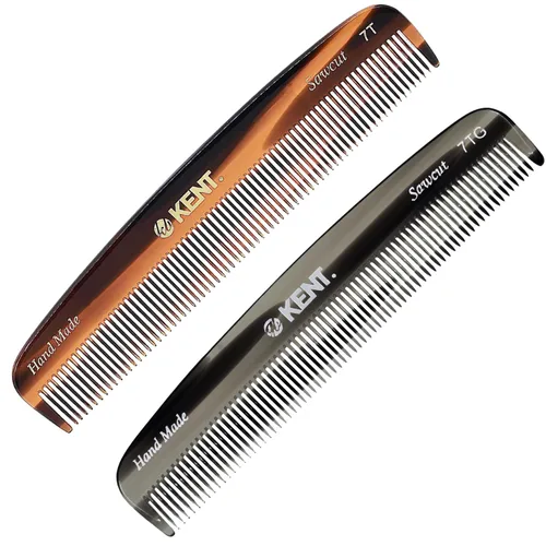 Miniatura 12 de Kent 7T - Peine de bolsillo de dientes finos de grafito negro para hombres, peine de pelo hecho a mano para hombres para aseo y peinado diario
