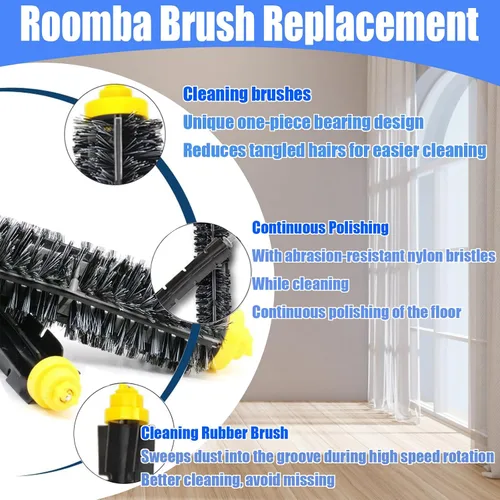 Miniatura 3 de Piezas de repuesto para iRobot Roomba 600 500 Series 694 695 677 671 690 680 660 650 620 614 595 585 564 Vacío Robótico, 2 cepillos de cerdas, 2