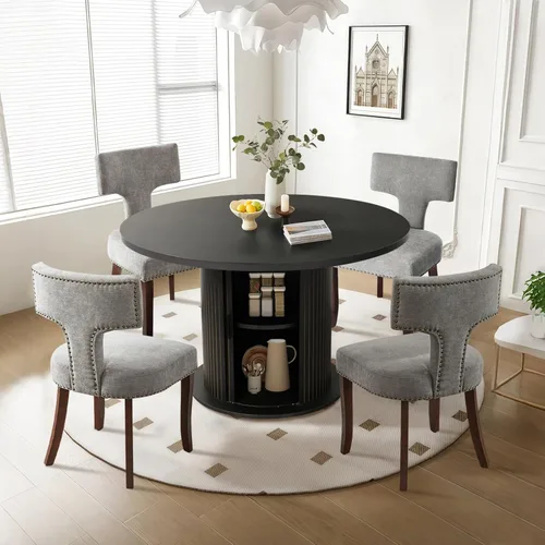 Miniatura 34 de SoarFlash Juego de mesa de cocina y sillas para 4, juego de mesa de comedor de 47 pulgadas para 4 personas con sillas tapizadas de terciopelo, juego