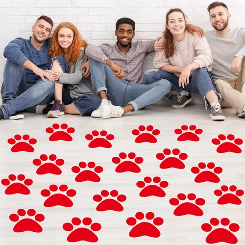 Miniatura 8 de ReliThick 30 Piezas Calcomanías de Suelo con Huellas de Patas 7.5" Huellas de Patas Grandes Adhesivo de Pared Autoadhesivo Calcomanía de Suelo