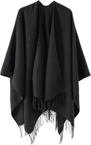 Miniatura 167 de Poncho chal para mujer, suéteres suaves y cálidos para mujer, parte delantera abierta, poncho de viaje para otoño, invierno y primavera