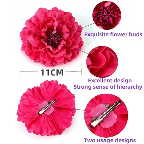 Miniatura 2 de Pinza para el pelo de flor de peonía bohemia, azul, accesorios para el cabello, mujer