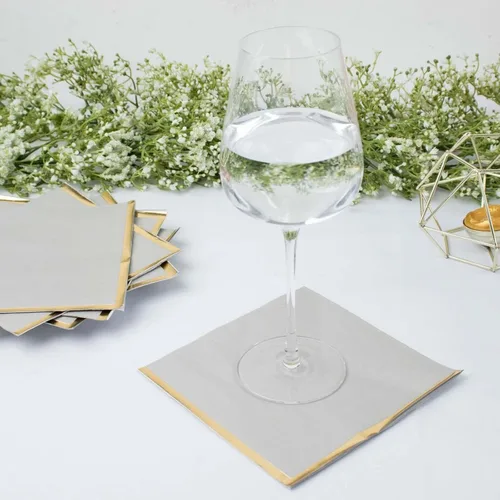Miniatura 86 de Efavormart 50 Pack Servilletas de papel para fiestas de 2 capas suaves verde oliva con borde dorado de oro, servilletas para cenas, cócteles
