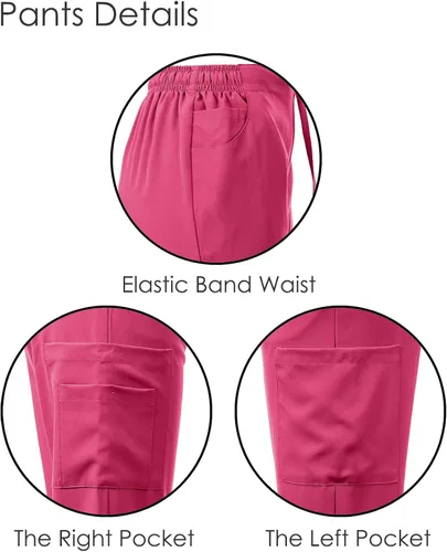 Miniatura 3 de Dagacci Medical Uniform Conjunto de ropa quirúrgica para mujer, elástico en 4 direcciones, red de contraste dividido y bolsillo