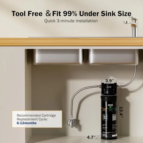 Miniatura 8 de Frizzlife Sistema de filtro de agua para debajo del fregadero, certificado NSF/ANSI 53 y 42 de alta capacidad de conexión directa bajo el mostrador