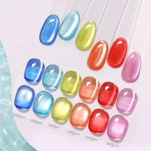 Miniatura 34 de Born Pretty Esmalte de uñas de gel de ojo de gato magnético, esmalte de gel pastel lechoso magnético azul pastel verde púrpura rosa nude plateado