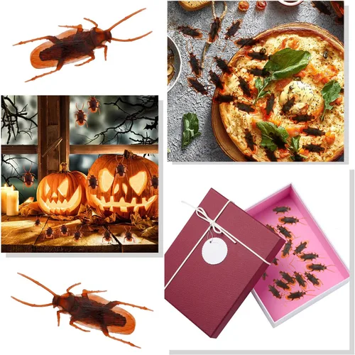 Miniatura 7 de Diueoly Cucarachas falsas, 100 piezas de cucarachas falsas de plástico, divertidos juguetes de chiste, cucarachas falsas realistas, bromas, regalos