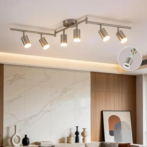 Miniatura 17 de Bojim Kit de Iluminación de Riel de 6 Luces Negras, Modernos Accesorios de Iluminación LED de Riel para Techo, Cabezal de Luz LED Flexiblemente Negro