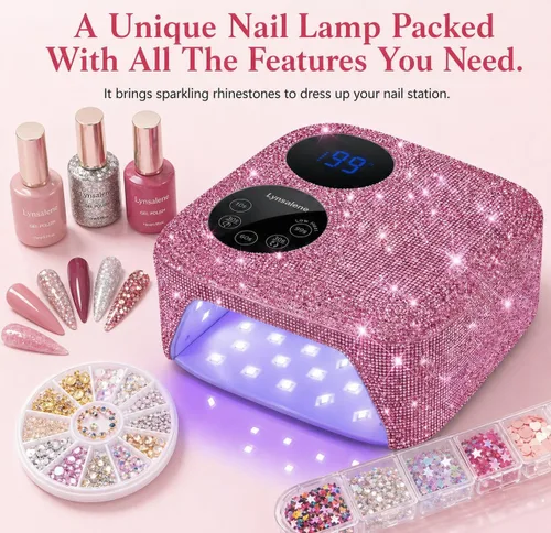 Miniatura 2 de Lámpara de uñas inalámbrica de 80 W con base magnética desmontable, pantalla de doble pantalla y luz de uñas de gel, luz UV/LED profesional
