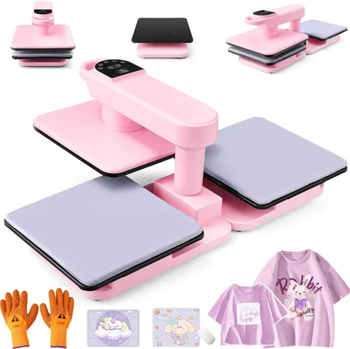 Miniatura 13 de Whubefy Prensa de Calor Automática Giratoria 360° 15x15 - Máquina Profesional Automática de Prensa para Camisetas con Liberación Automática y 7