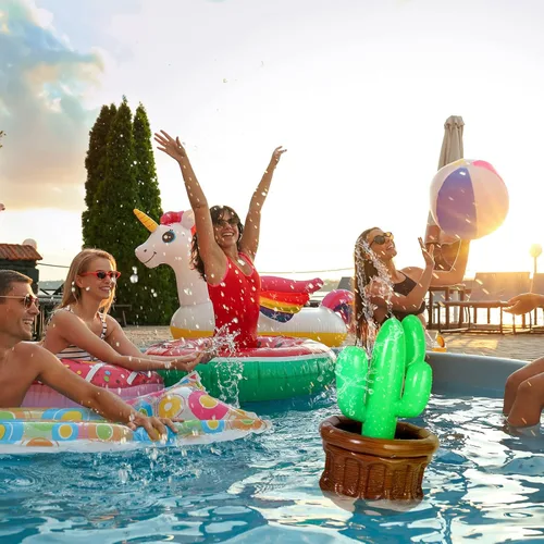 Miniatura 6 de Bencailor Enfriador inflable de cactus de 27.6 x 18 pulgadas, cubo de hielo de cactus, enfriador de bebidas para verano, piscina, fiesta, fiesta