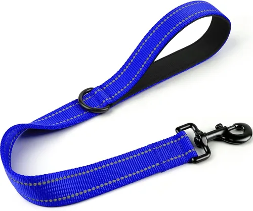 Miniatura 26 de Joytale Correa corta fuerte para perro de 18 pulgadas, 1.2 pulgadas de ancho, resistente, mango acolchado para control de tráfico, correa Negro