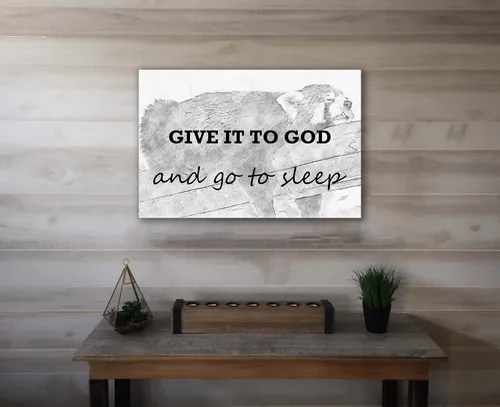 Miniatura 4 de Lienzo decorativo inspirador para pared, con cita "Give It to God, and Go to Sleep", arte de pared cristiano para decoración de dormitorio y casa