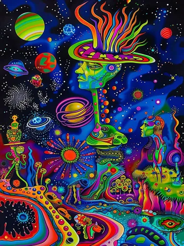 Miniatura 15 de EIBEILI Kits de Arte de Diamantes para Adultos - Paquete de 3 Hippie Hippy Alienígena, Arcoíris Estrellado, Kits de Pintura de Diamantes de Gnomo