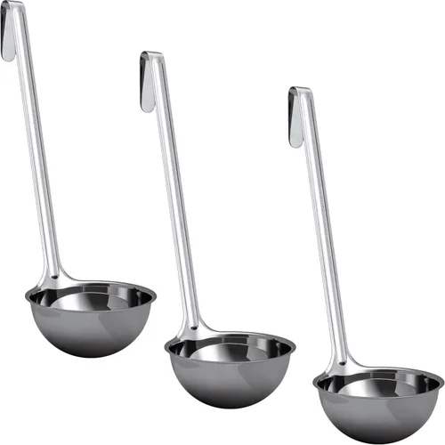 Miniatura 8 de Cucharón de sopa súper resistente y ergonómico de 2 onzas, paquete de 5 cucharones de acero inoxidable con asas largas. Los mejores accesorios