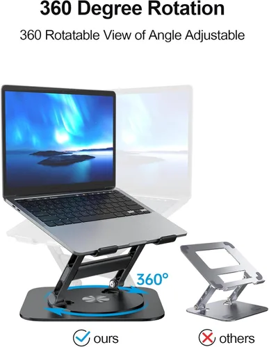 Miniatura 3 de MCHOSE Soporte para laptop, diseño en H, soporte de computadora estable, elevador ergonómico para laptop con base giratoria de 360°, compatible