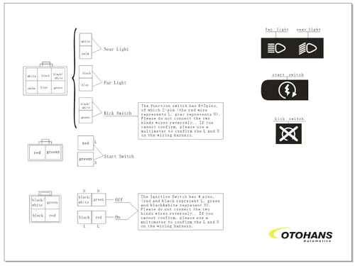 Miniatura 7 de Interruptor de Arranque Izquierdo de 3 Funciones + Interruptor de Encendido de 4 Cables con Llave y Tapa para ATV Chino Quad 4 Wheeler TaoTao SUNL