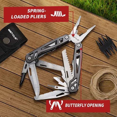 Miniatura 6 de Regalos de Navidad para hombres, papá, WETOLS 21-en-1 multiherramientas con cuchillo de bolsillo, alicates autoblocantes de acero inoxidable con 8