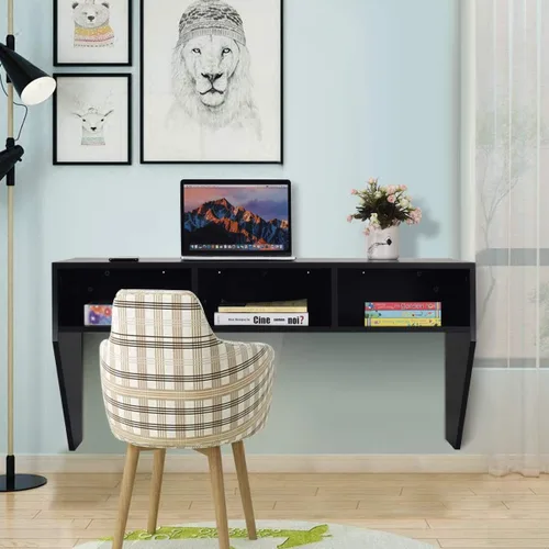 Miniatura 4 de BestComfort Mueble de escritorio montado en la pared, mesa flotante para computadora portátil de 42.5 pulgadas, escritorio de escritorio colgante