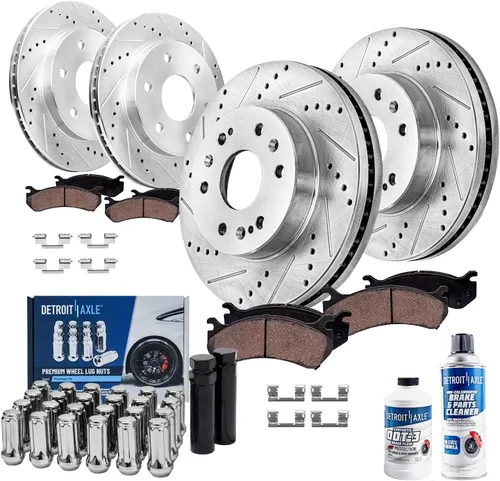 Miniatura 41 de Detroit Axle - Rotores de freno para Ford 2013-2019 Explorer Taurus Flex Lincoln MKT MKS, rotores de freno de disco ranurados perforados de repuesto