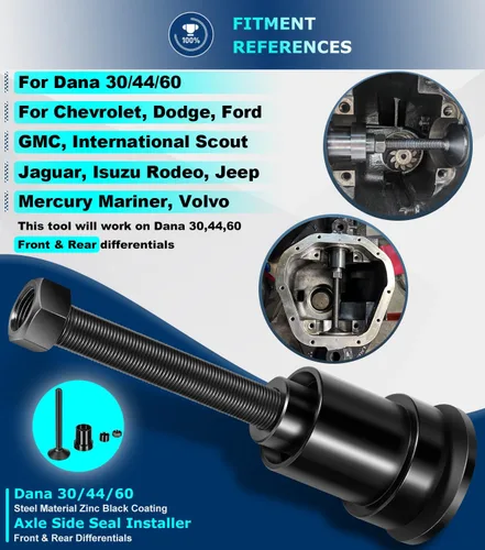 Miniatura 2 de Herramienta de instalación de sello lateral del eje interior para diferenciales delanteros y traseros Dana 30/44/60 compatible con Jeep, Ford