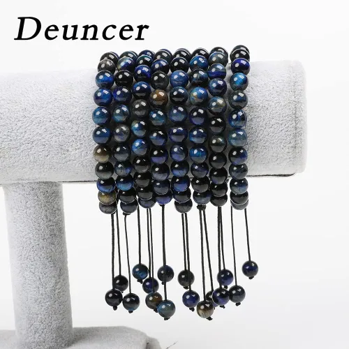Miniatura 4 de Deuncer Pulsera ajustable unisex con cuentas de cristal de ágata natural de 0.315in