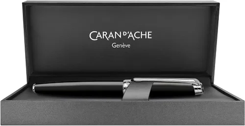 Miniatura 4 de Caran d'Ache Leman - Pluma estilográfica mediana plateada - negro ébano, CD4799.782 Ébano negro