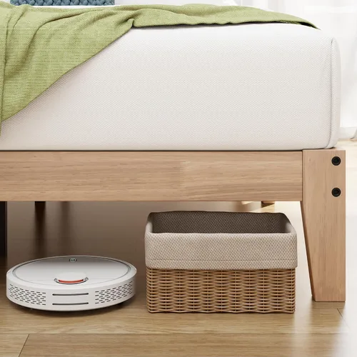 Miniatura 5 de Awesofurni Base de cama individual, plataforma de madera maciza de 12 pulgadas con listones de madera, marco de cama de madera con acabado natural
