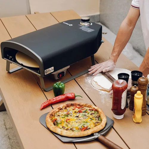 Miniatura 5 de Horno de pizza a gas con piedra giratoria automática, horno portátil de gas propano para cocinar al aire libre, cocina, patio, fiesta, playa