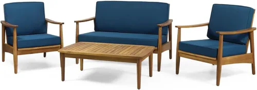 Willowbrook Outdoor - Juego de 4 piezas para chat (madera de acacia, teca)