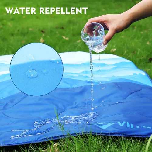 Miniatura 6 de VILLEY Manta de picnic, manta de campamento de 3 capas de 52 x 75 pulgadas, lavable a máquina, repelente al agua y a prueba de arena, plegable