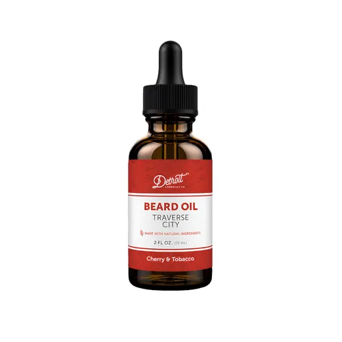Miniatura 17 de Detroit Grooming Co. Aceite para barba Fórmula hidratante y nutritiva con vitamina E Cereza y tabaco • Traverse City (1 oz)