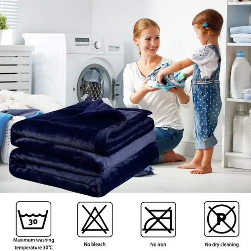 Miniatura 7 de PiccoCasa Manta de franela de forro polar, suave, ligera y cálida para todas las estaciones, dobladillo ancho, lujosa y cómoda, decorativa